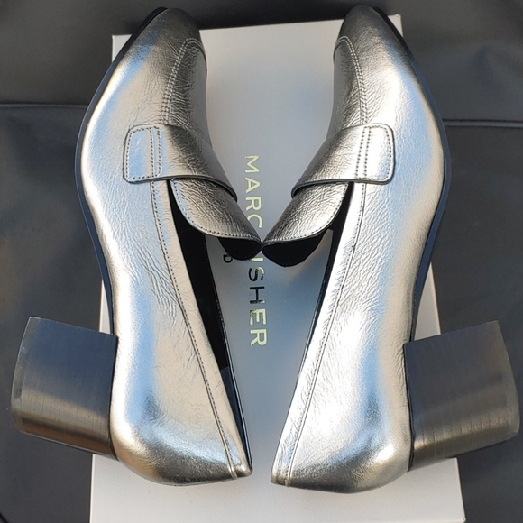 MARC FISHER LTD Leather Hudson Silver Loafers, 7.5 - Picture 7 of 12